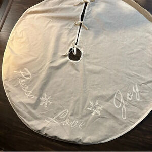Christmas Tree Skirt, Peace Love Joy design